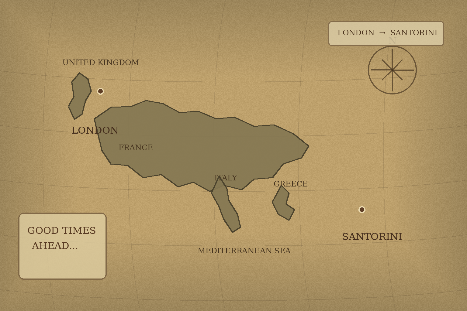 Vintage map of Europe and the Mediterranean